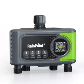   RainPoint® HTV405FRF – 4-Zonen-Gartenbewässerungsventil zur Montage am Wasserhahn – 250 m Reichweite, Durchflussmessung