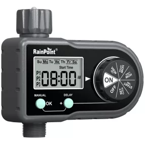   RainPoint® ITV101P – Bewässerungsventil zur Montage an einem Gartenhahn – 1 Woche Laufzeit, 2x AAA-Batteriebetrieb