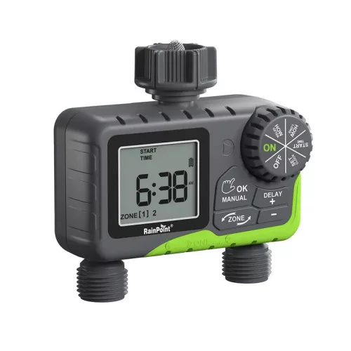 RainPoint® ITV205 - am Gartenhahn montiertes Bewässerungsventil - 2 separat steuerbare Ausgänge mit Zeiteinstellungen