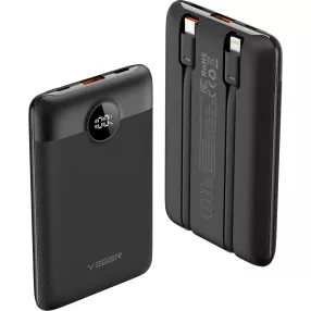   Veger C11 Powerbank – 10000 mAh – eingebaute Kabel, LED-Ladeanzeige, 3x Schnellladeausgang (22,5 Watt)