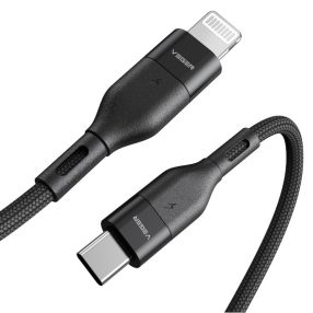   Veger CL01 - 3A USB Type-C - Apple Lightning Kabel - 120 cm, 3A Ladung, Kevlar (Perlenstoff) Hülle - schwarz