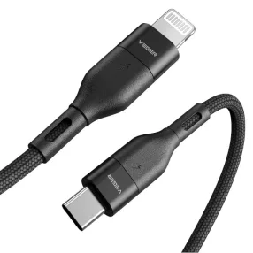   Veger CL01 - 3A USB Type-C - Apple Lightning Kabel - 120 cm, 3A Ladung, Kevlar (Perlenstoff) Hülle - schwarz