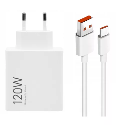Xiaomi 120W Hypercharge Combo – 120Watt Netzteil (Type-A) + 1 Meter langes 120-Watt-Kabel – Weiß