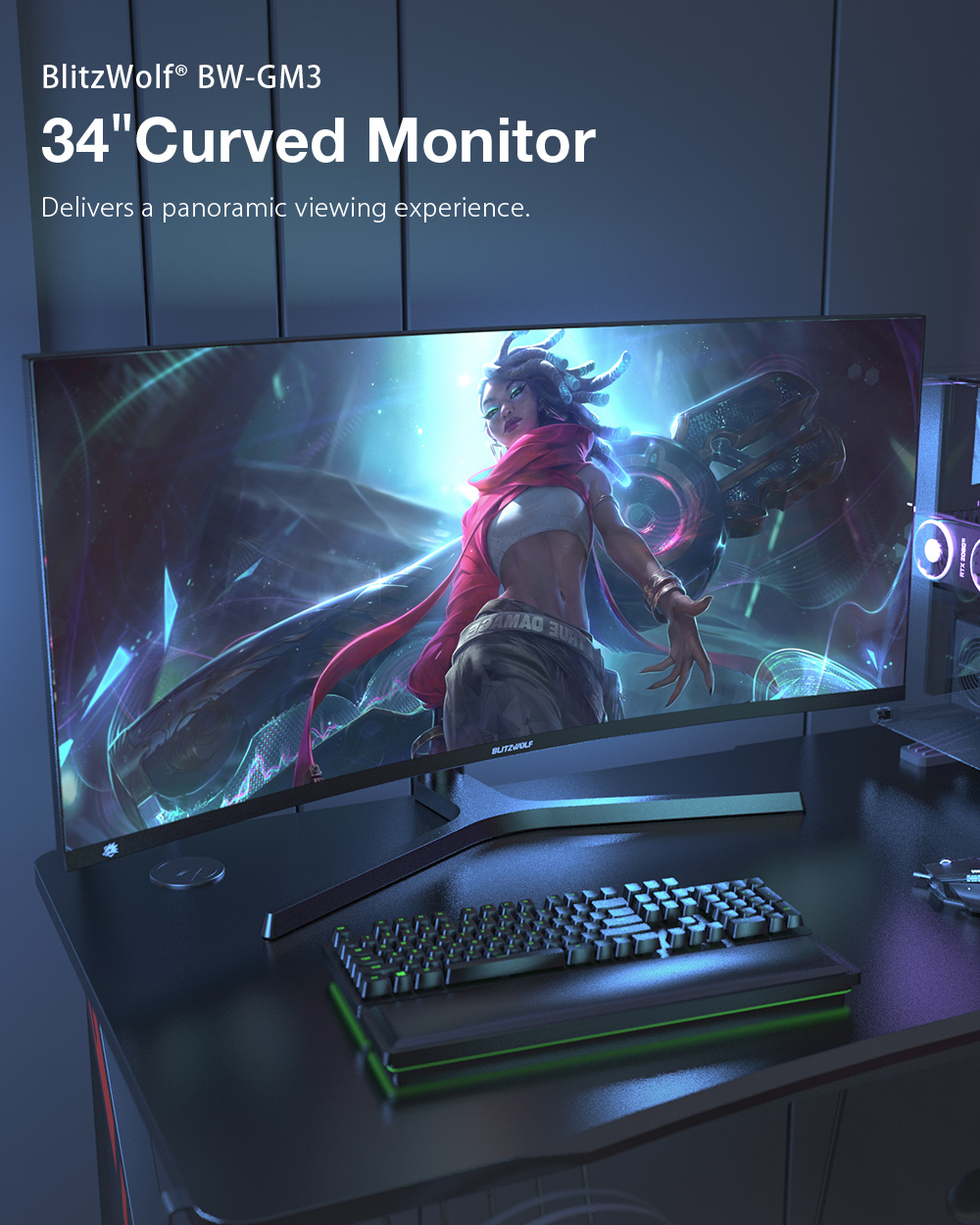 Blitzwolf BW-GM3 - ívelt gamer monitor