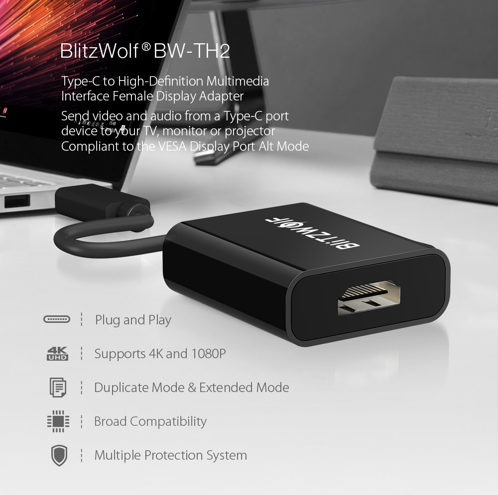 BlitzWolf® BW-TH4 - Type-C to HD Multimedia Interface
