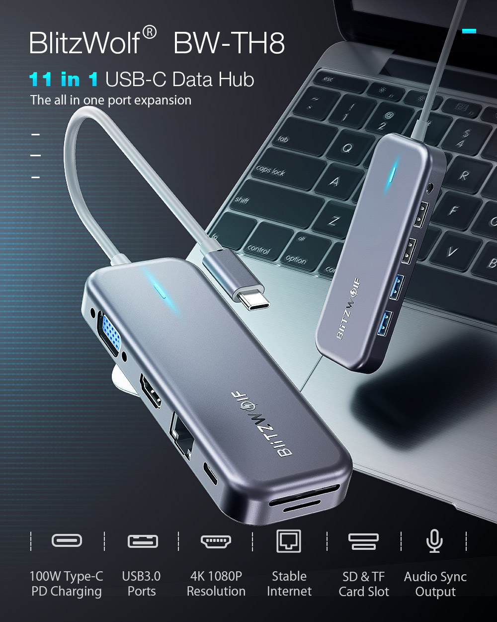 Blitzwolf BW-TH8 - USB Hub